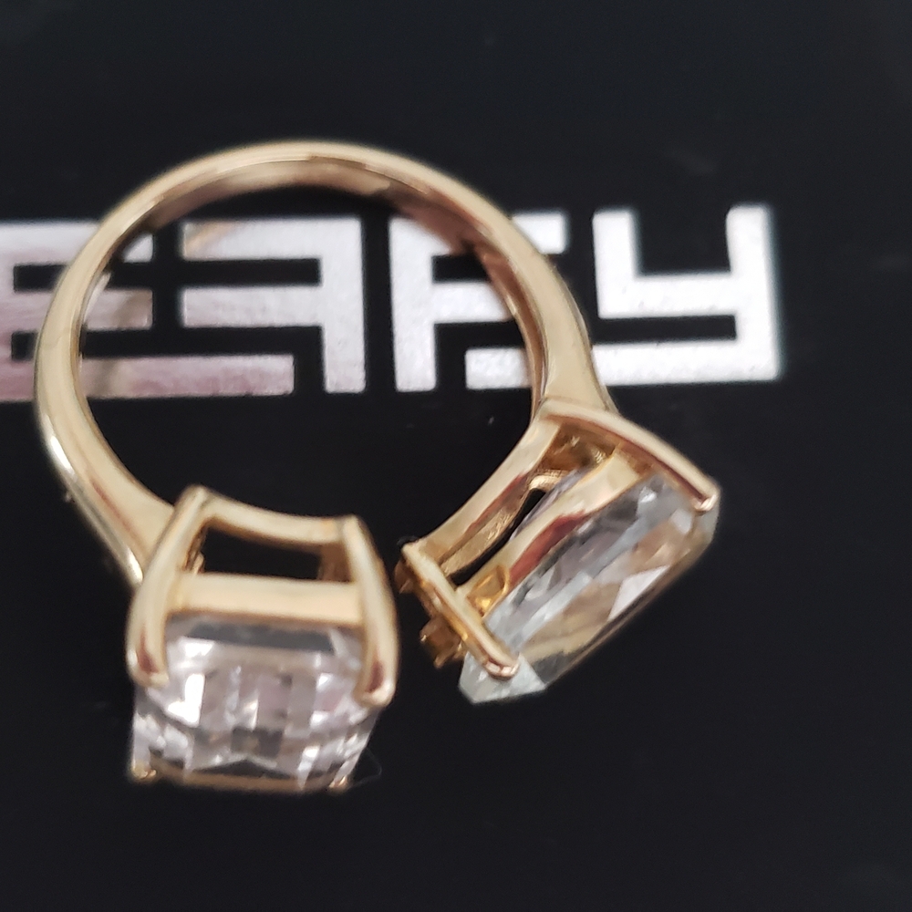 Effy Authentic White Sapphire Stones In 14k Gold Setting Ring Modern Design - Picture 2 of 5
